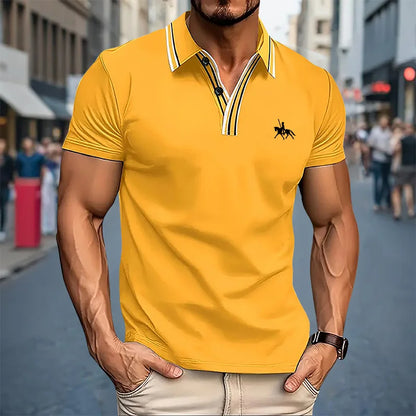 Summer men's short sleeved polo shirt business office lapel shirt Men's sports and casual top European and American plus size