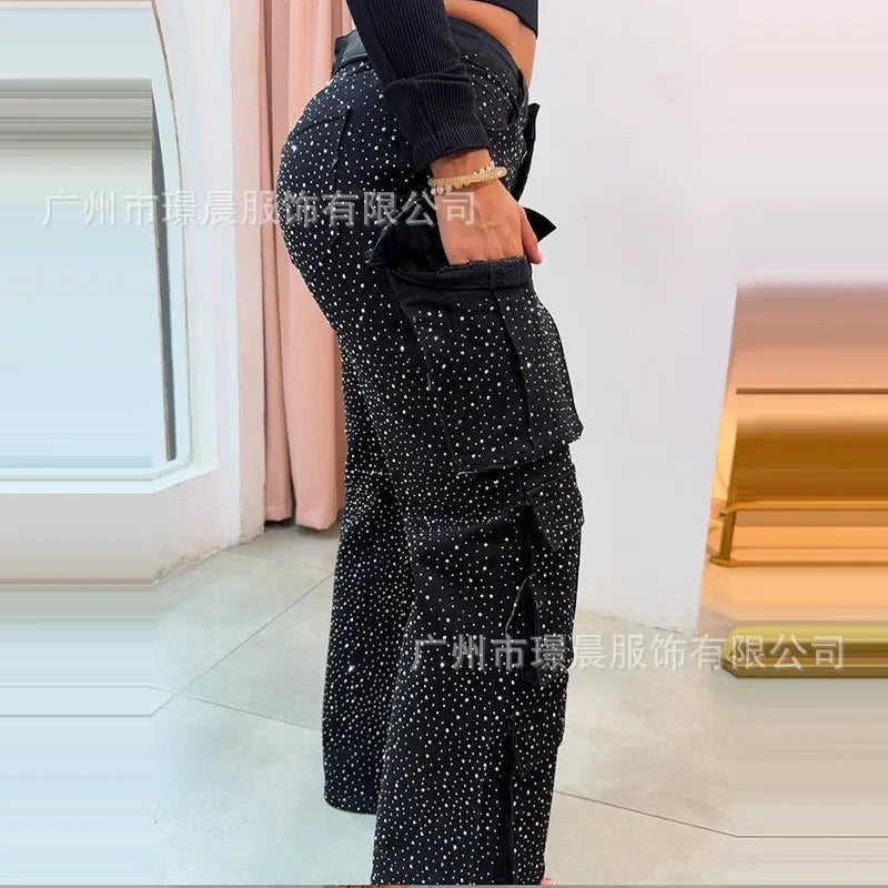 Y2K Bright Drill Women's High Waist Jeans Denim Work Pants Pocket Casual Baggy Streetwear Chic Daily Trousers 2025/2026 Spring Summer