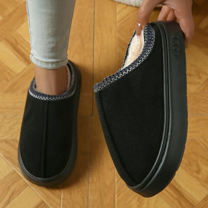 Pantoufles D'hiver Chaudes Pour Femmes, Intérieur En Peluche, Semelle Épaisse Antidérapante, Chaussures De Maison Chaudes Brodée