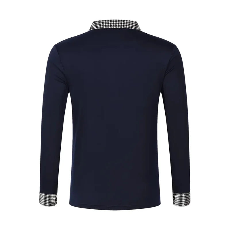 Spring and Autumn Men's Long Sleeve Polo Shirt Classic Business Office T-shirt Male Street Casual Fashion Solid Color Top