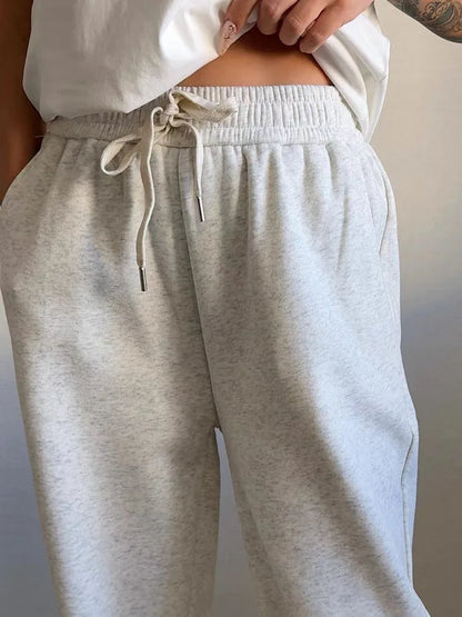 Thick Warm Fleece Sweatpants Women Winter Straight Leg Pants Gray Velvet Trousers Pants Jogger For Women Sweatpants Outfits
