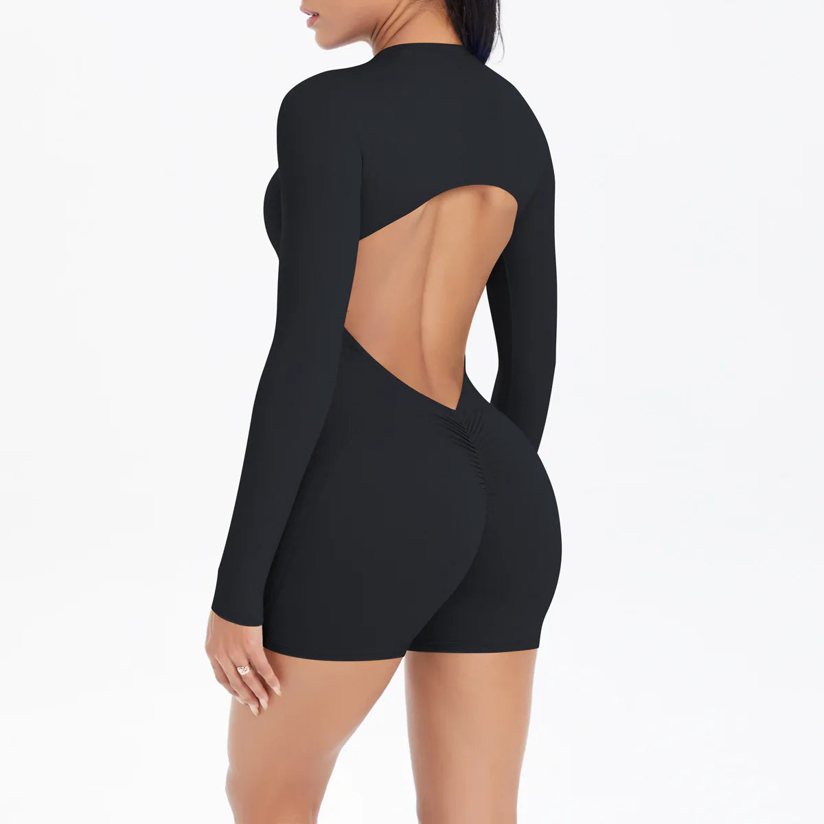 Sexy Back V Jumpsuit Gym Set Women Tracksuits Yoga Suit Scrunch Butt Sports Jumpsuit Fitness Rompers Stretch Workout Bodysuits