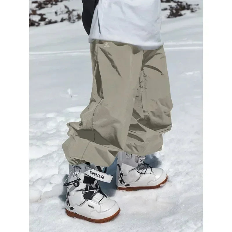 Men's Women's Single Board Ski Pants Waterproof Loose Fit Track Pants Wear Resistant Professional Double Board Snowboard Pants