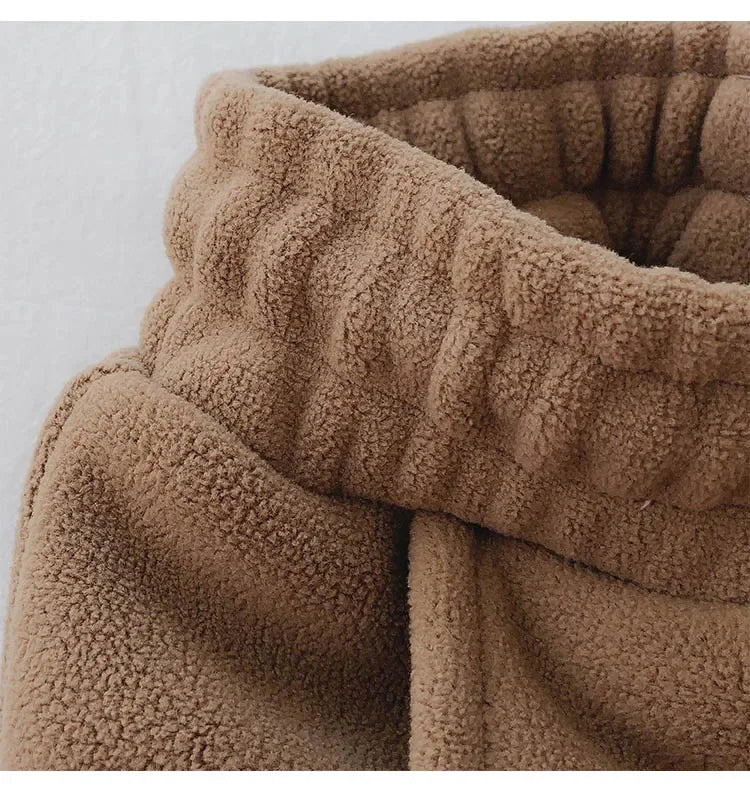 Thick Warm Fleece Lined Wide Leg Casual Sweatpants Women's Autumn Winter plus Size Cuffed Slimming Loose Fit Sport Pants