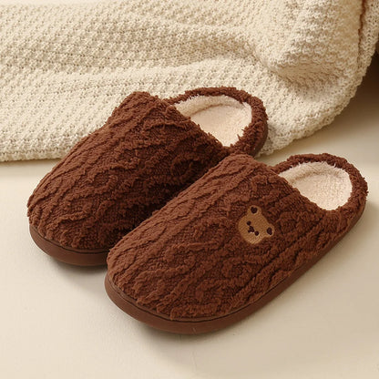Cotton slippers for women in autumn and winter, new indoor and household anti slip warm plush slippers for men