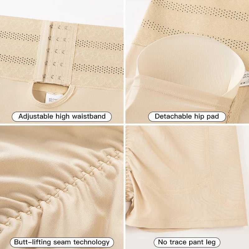 Women's Padded Butt Lifter Body Shaper with 4 Sponge Pads Tummy Control Shapewear Panties with Waist Cincher and Hook Closure
