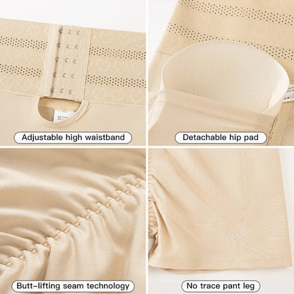 Women's Padded Butt Lifter Body Shaper with 4 Sponge Pads Tummy Control Shapewear Panties with Waist Cincher and Hook Closure