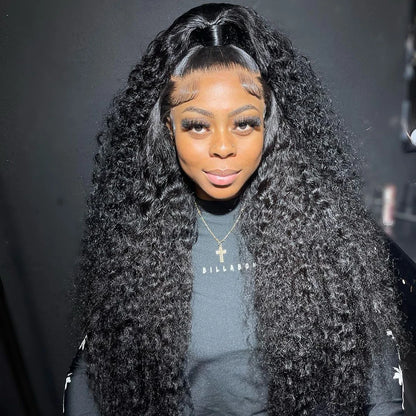 CEXXY 300% High Density Deep Wave 13x6 HD Lace Frontal Wig Brazilian Curly Water Wave Lace Frontal Wigs 36 Inches For Women