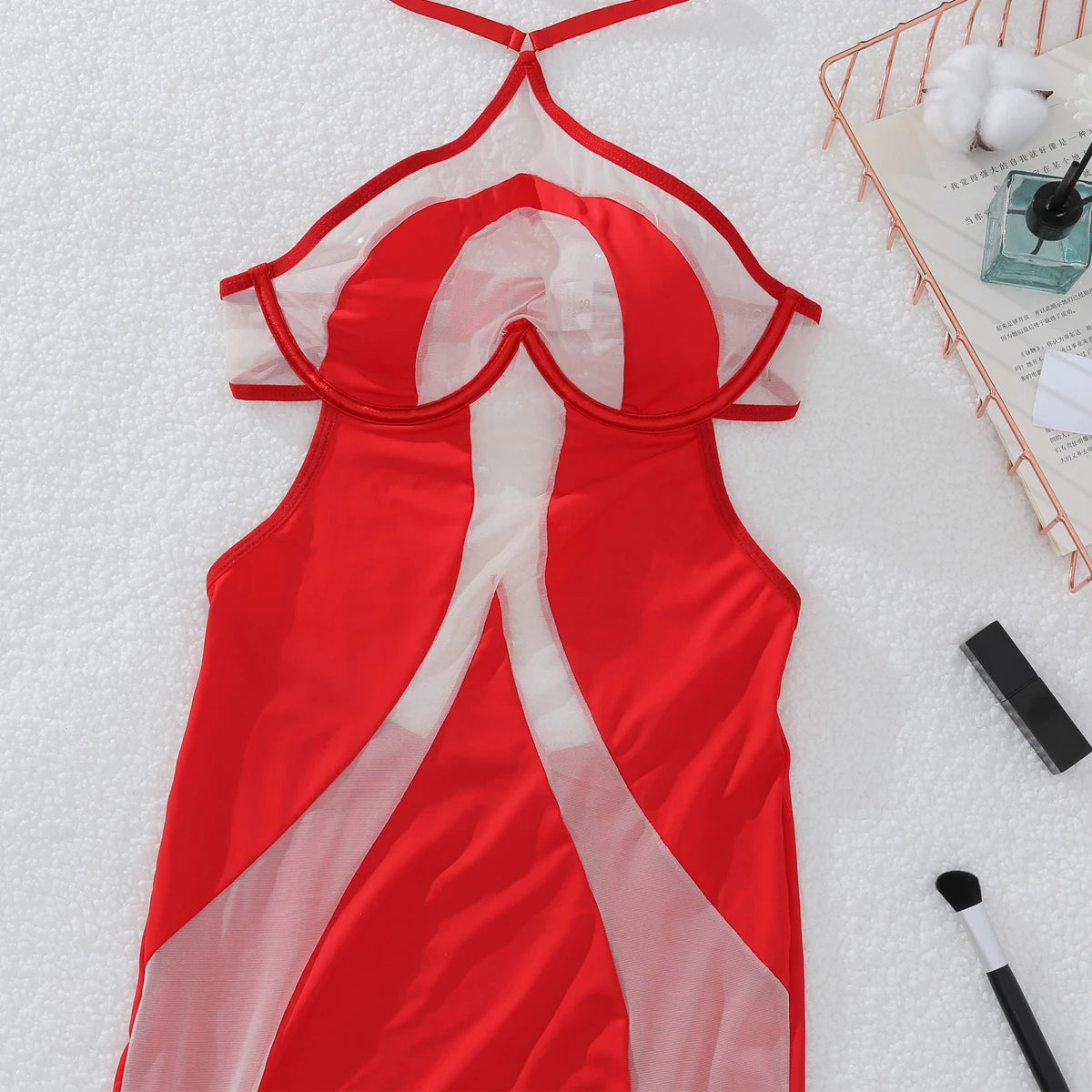 MUZISKAT 2026 Women's Sexy Hanging Neck Strap Fabric Splicing Dress Strapless Bareback Slimming Long Party Evening Dress