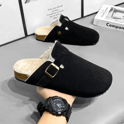 Men Suede Leather Mules Women Comfort Potato Shoes with Arch Support Cork Winter Shoes Fashion Clogs Men Cork Footbed Mens Clogs