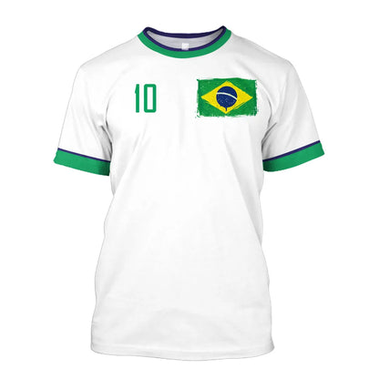 2023 New Brazil Jersey T-shirt Fine Design Brazilian Select Shirt O Neck Oversized Football Team Casual Streetwear Mens Clothing