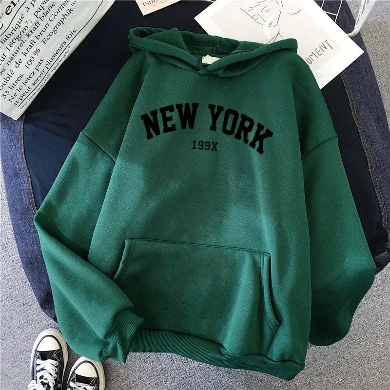 Mannen Vrouwen New York 199X City Hoodies Mode Brief Bedrukt Grafische Sweatshirts Losse Casual Harajuku Capuchon Sportkleding