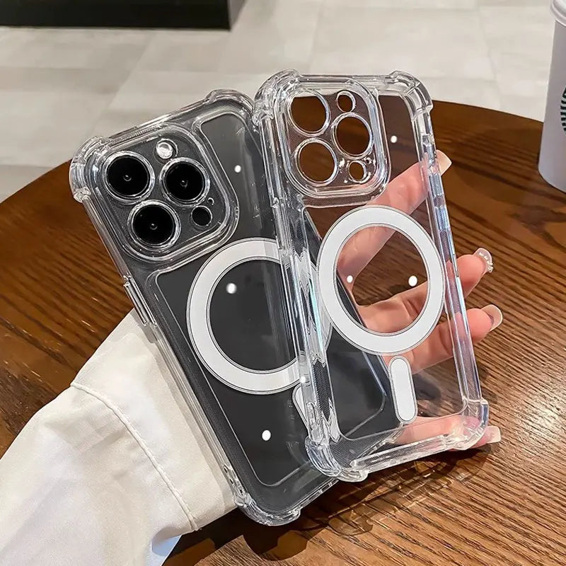 Transparent Magnetic Soft Phone Case For iPhone 17 Air 16 15 14 Plus 13 12 11 Pro Max Wireless Charge Magsafe Shockproof Cover