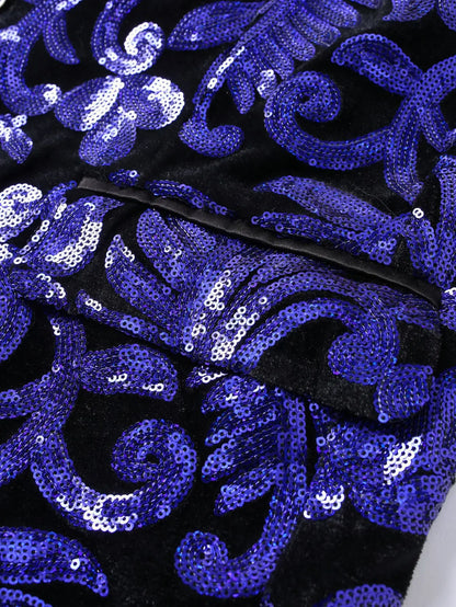 Shiny Sequin Embellished Single Button Stage Performance Outerwear in Blue Gold Green Purple Options for Men's Red Suit Jacket