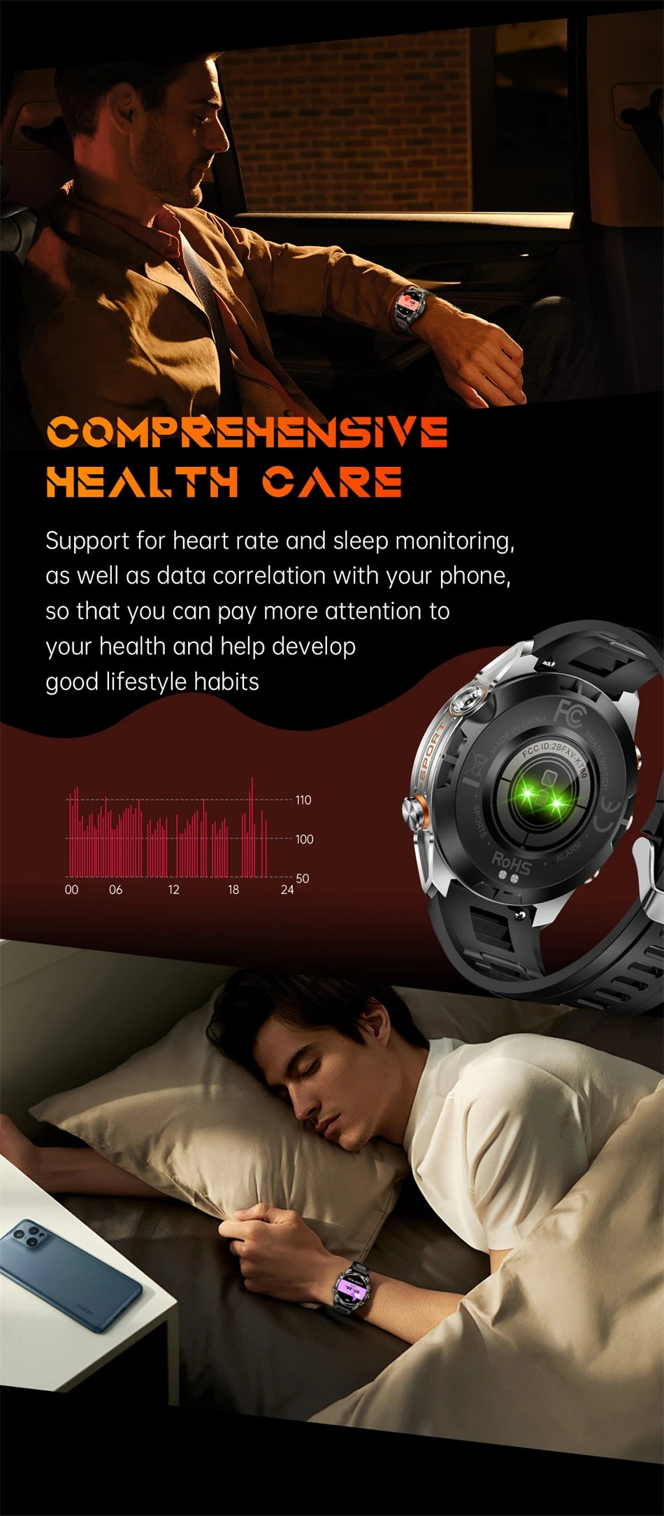 New Outdoor Sport Smart Watch Men 1.46" AMOLED Screen LED Flashlight 515mAh Battery 10ATM Waterproof Bluetooth Call Smartwatch