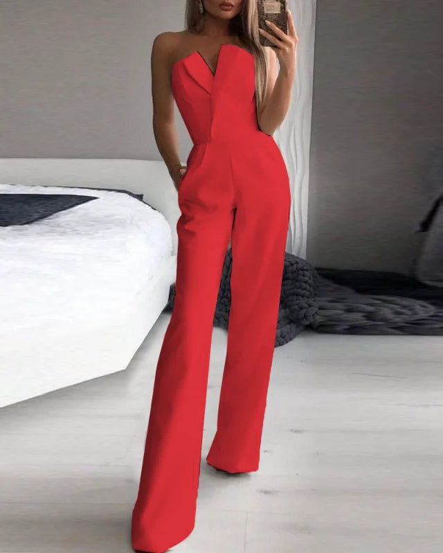Jumpsuits for Women Jumpsuits Sexy Strapless Slim Office Lady  Elegant Chic Sleeveless Black White Red Casual Romper Bodysuit