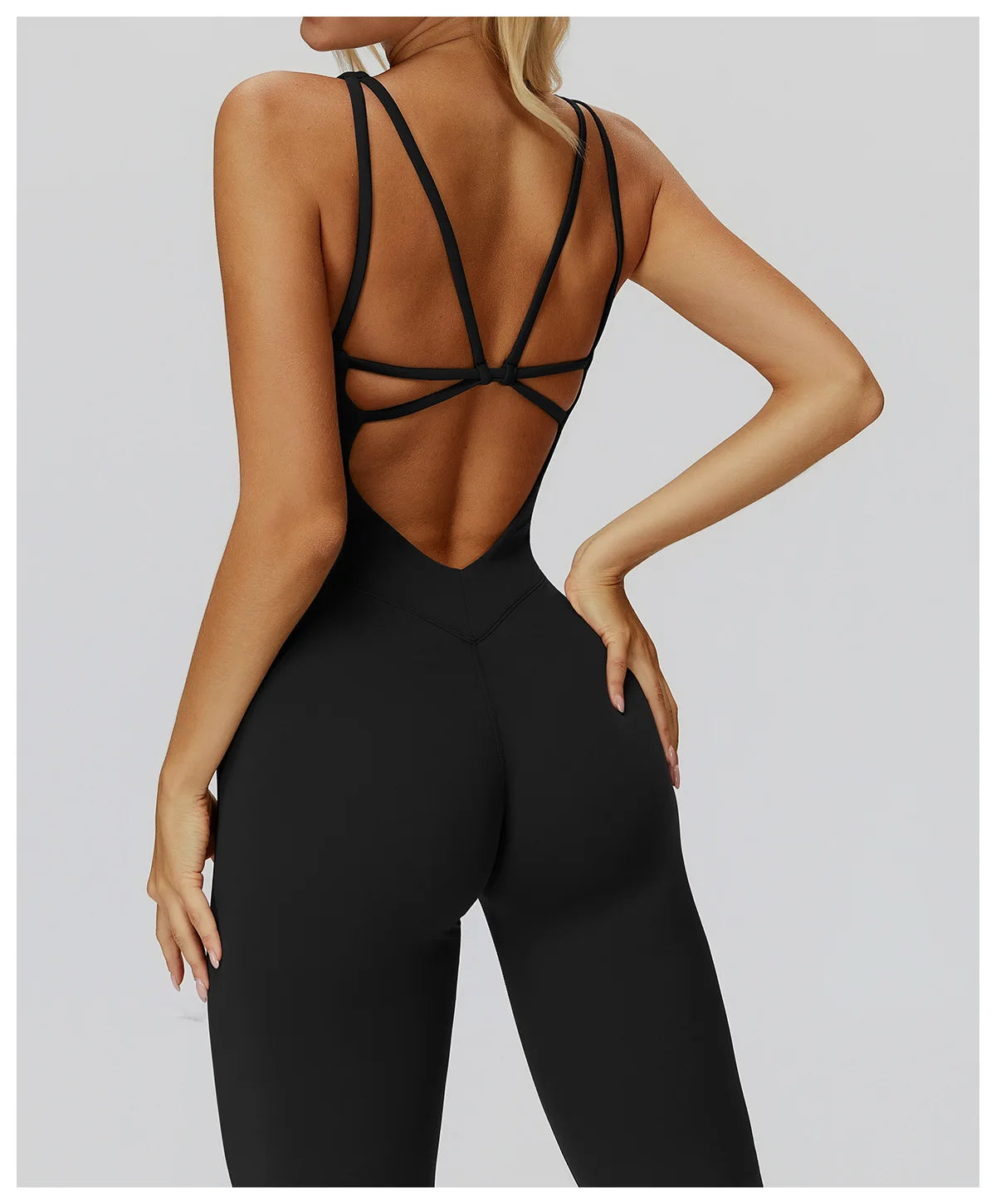 Sexy Back V Jumpsuit Gym Set Women Training Yoga Suit Sportswear Women Sports Jumpsuit Fitness Rompers Stretch Workout Bodysuits