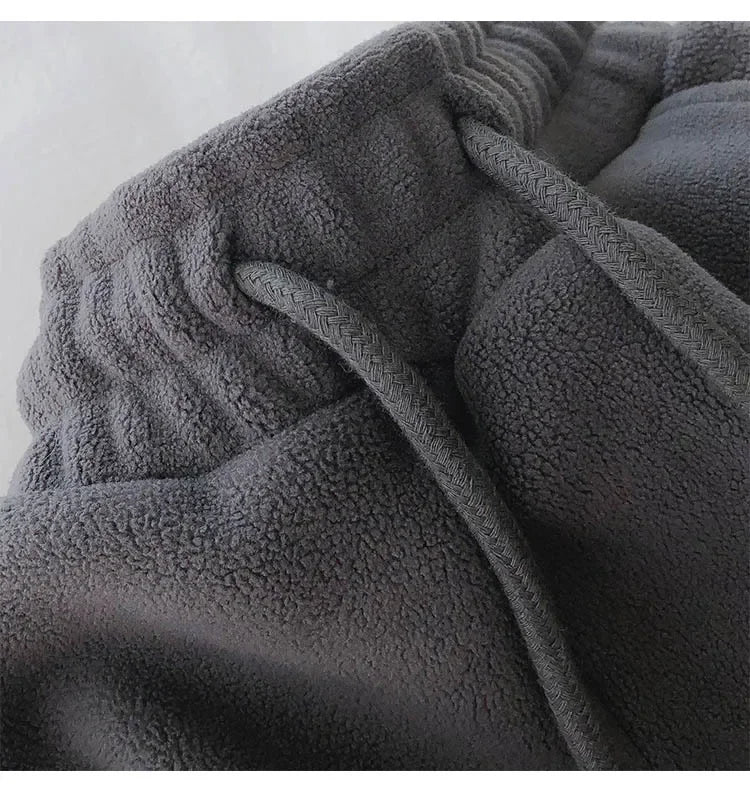 Thick Warm Fleece Lined Wide Leg Casual Sweatpants Women's Autumn Winter plus Size Cuffed Slimming Loose Fit Sport Pants