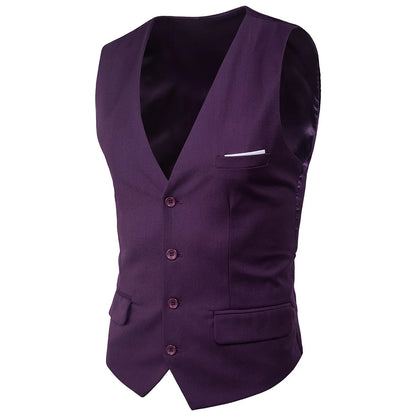 High Quality Men Suit Vest Waistcoat Business Casual Slim Groom Groomsman Wedding Men's Dress Blazer Vests 9 Colors Formal Party