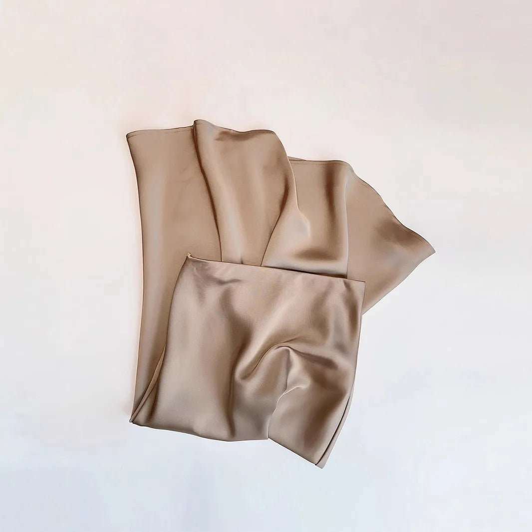 Women's Spring Autumn Satin Skirt - High-Waisted Flowy Bodycon Fishtail A-Line Midi Skirt