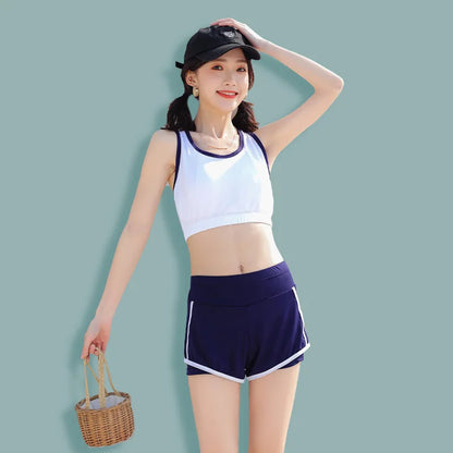Korean Bikini Sets Women Vacation 3 Pieces Summer Popular New Fashion Beachwear Chic Slim Sexy Swimsuits High Waist Soft Ladies