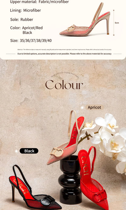 Women's Shoes 2025 Summer Sandals Breathable Mesh Heels Red Luxury Brand Girls Shoes Woman