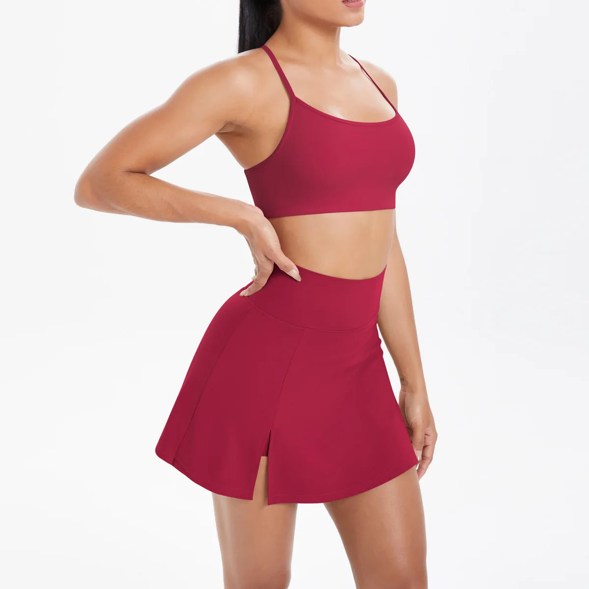 Sports Yoga Set Women Gym Fitness Running Suit Yoga Bras 2 in 1 Tennis Skirt Breathable Shorts Two Pieces Workout Clothes