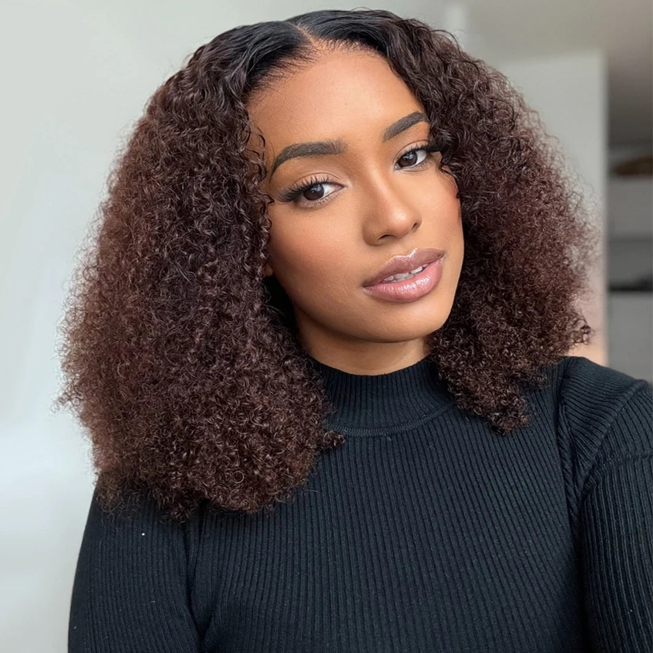 NEW 10A 6x5 Glueless Lace Human Hair Wigs Ready To Wear And Go Short Curly Ombre Highlights Brown Blonde Ginger 99J Colored Wigs