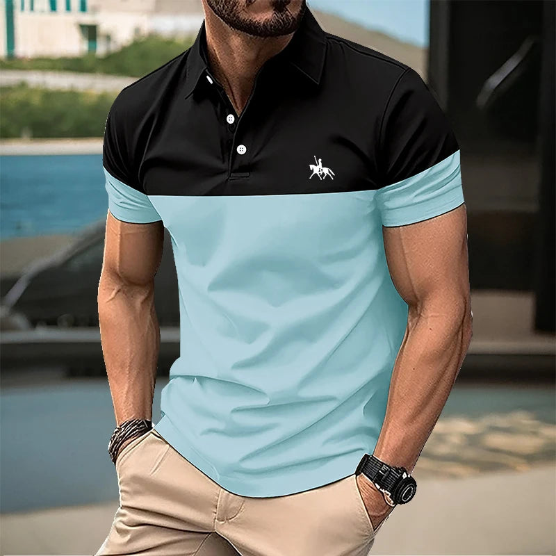 Summer men's short sleeved polo shirt business office lapel shirt Men's sports and casual top European and American plus size
