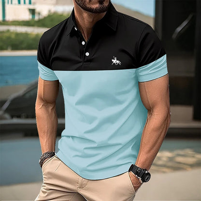 Summer men's short sleeved polo shirt business office lapel shirt Men's sports and casual top European and American plus size