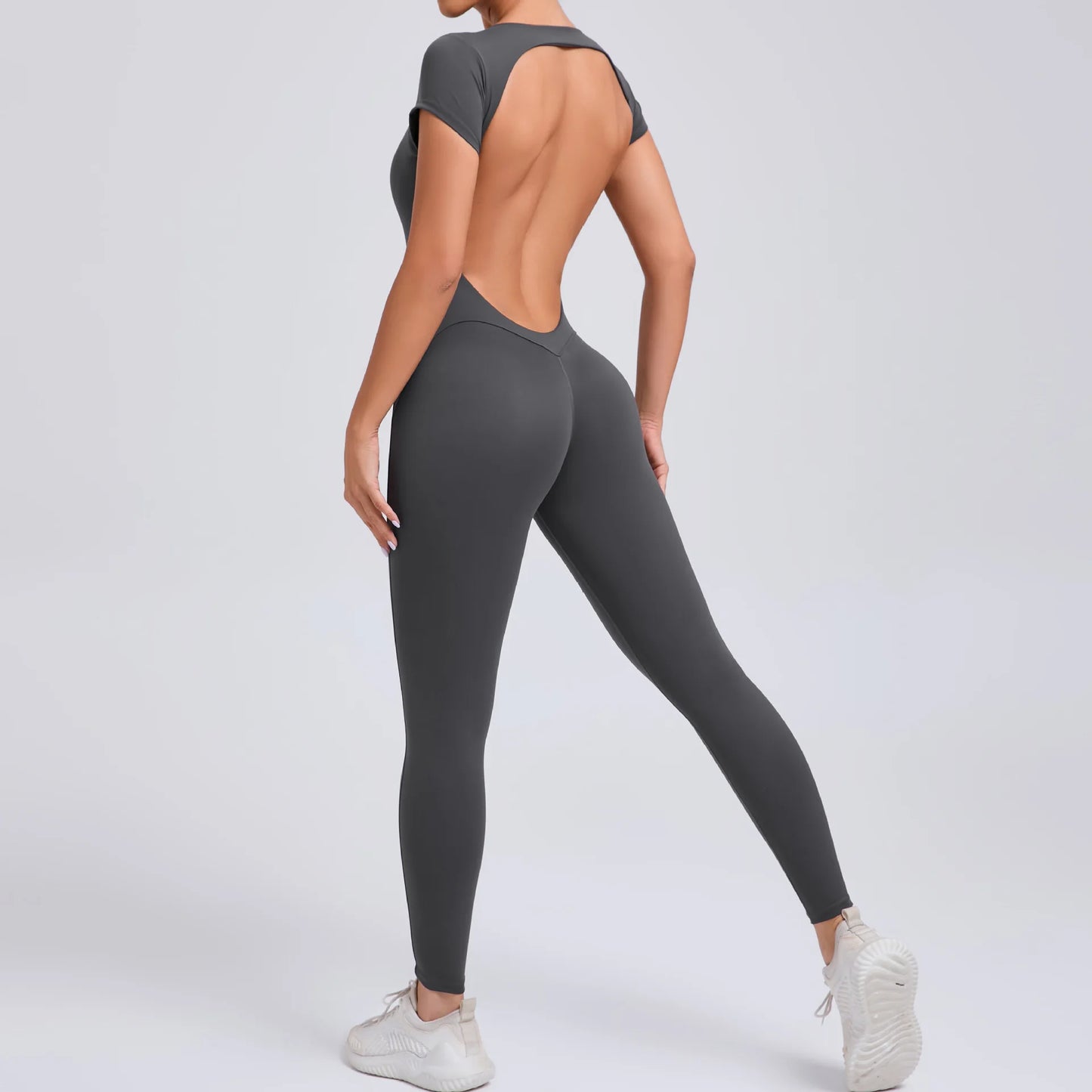 One-Piece Pad Jumpsuit for Women Workout Clothing Sports Bodysuit Open Back Yoga Sets Gym Tracksuits Activewear