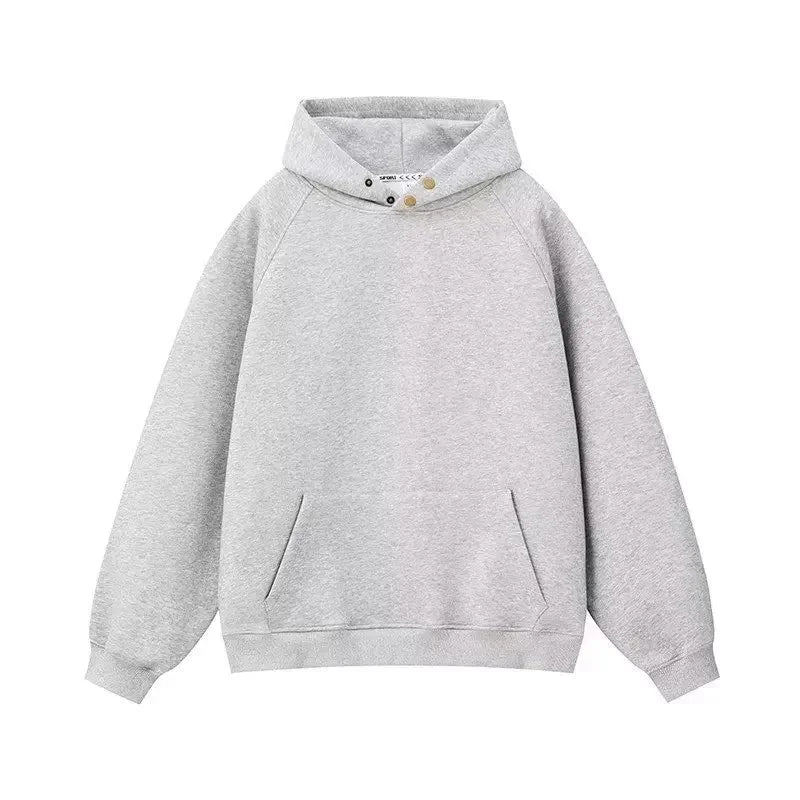 American Style Hoodie Men's Hong Kong Style Spring Autumn New Loose Casual Heavy Grey Jacket Brand None( AE Stock)