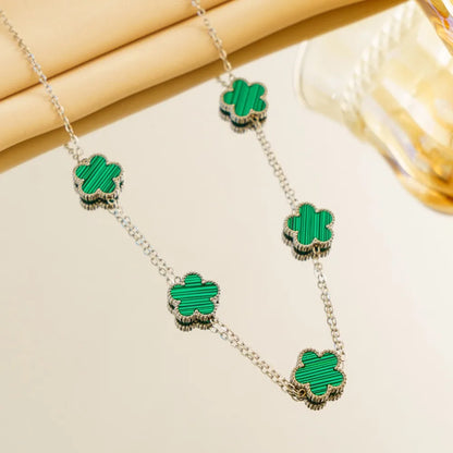 316l Stainless Steel Luxury Plum Blossom Plant Five Leaf Flower Necklace For Women Clavicle Chain Party Charm Jewelry Gift