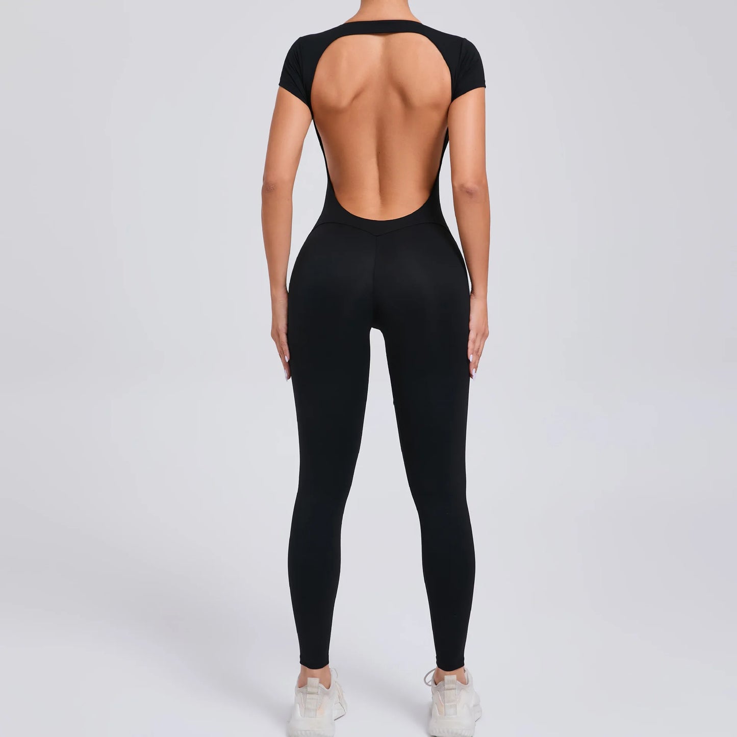 One-Piece Pad Jumpsuit for Women Workout Clothing Sports Bodysuit Open Back Yoga Sets Gym Tracksuits Activewear