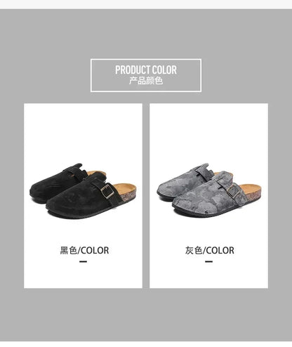 Couple Cork Clogs Slippers Fashion Soft Footbed Suede Beach Slides With Arch Support Girls Outdoor Muller Shoes womens sandals