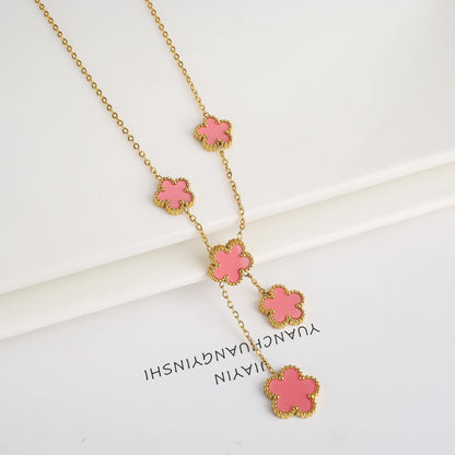 Hot Sale Stainless Steel Laser Five Leaf Flower Petal Adjustable Clover Bracelet Classic for Woman Girl Brand Jewelry Party Gift