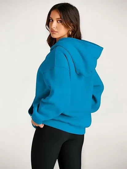2026 Autumn and Winter New Cross border Leisure Fashion Sports Solid Color Women's Loose and Comfortable Hoodie Hoodie Hoodie