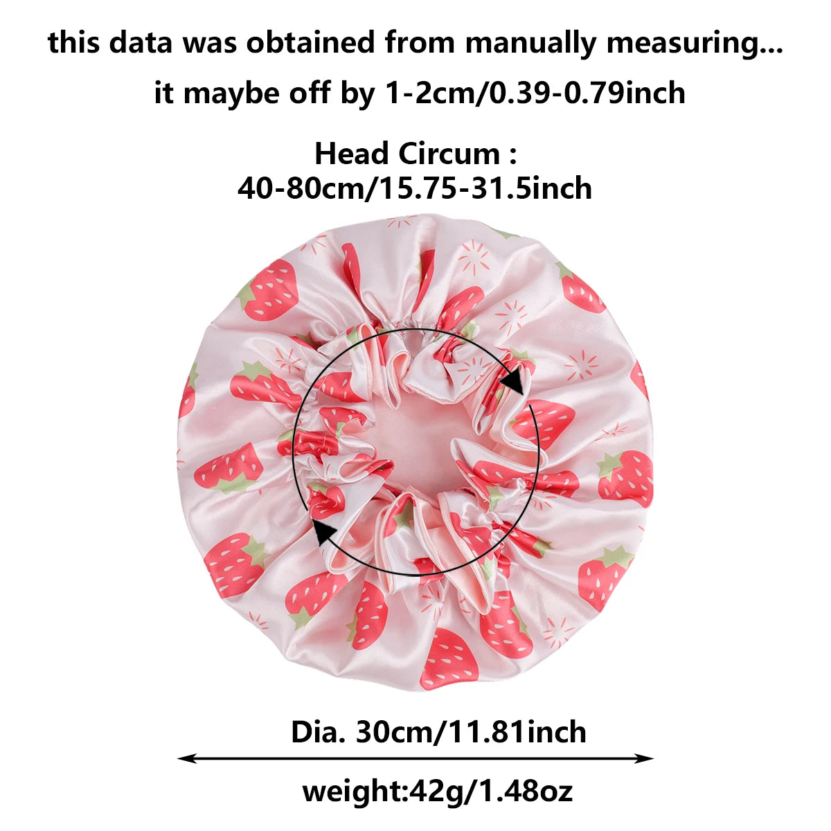 1 Piece Satin Silk Sleep Cap with Fruit Animal Print Double Layer Comfortable for Daily Use