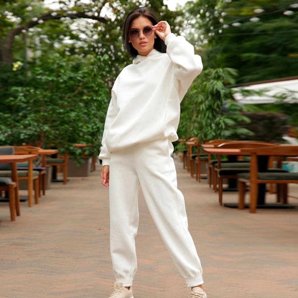 Women Tracksuit Autumn Winter Warm Hoodies Top Suits Casual Hooded Sweatshirts And Jogging Pants Outfits Sweatpants 2 Piece Sets