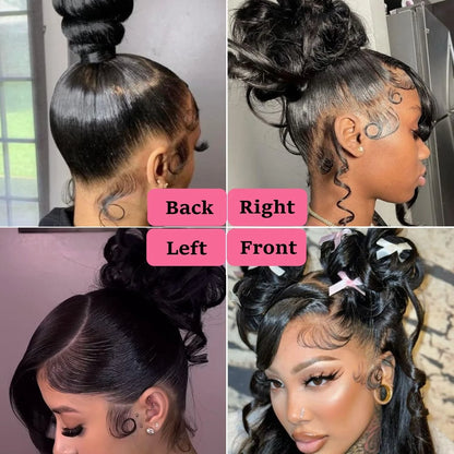 Hidden Strap Drawstring Wig 360 Lace Front Wigs Human Hair 250 Density Body Wave Frontal 360 Full Lace Human Hair Wigs for Women