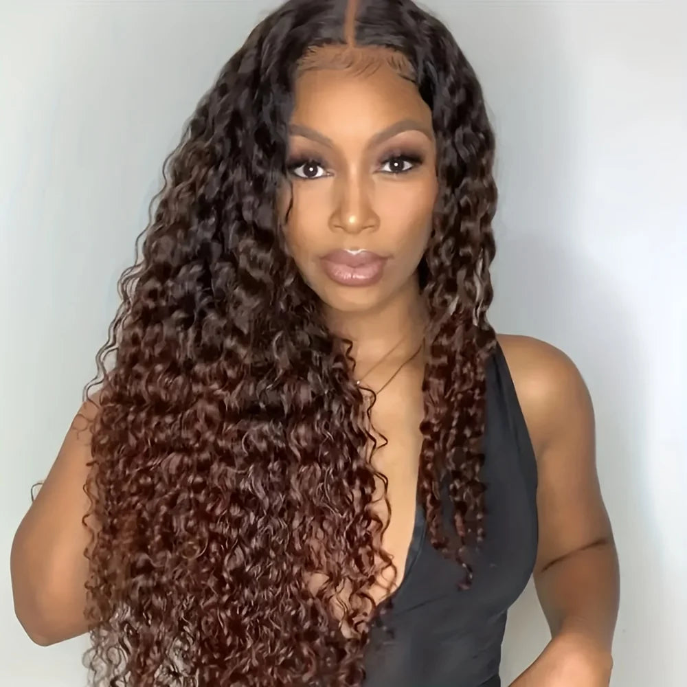 Soft 26“ 180Density brown kinky curly Long HD Lace Front Wig For Women Preplucked Babyhair Heat Resistant