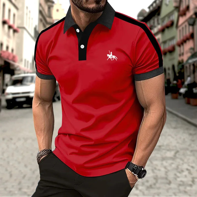 Summer men's short sleeved polo shirt business office lapel shirt Men's sports and casual top European and American plus size