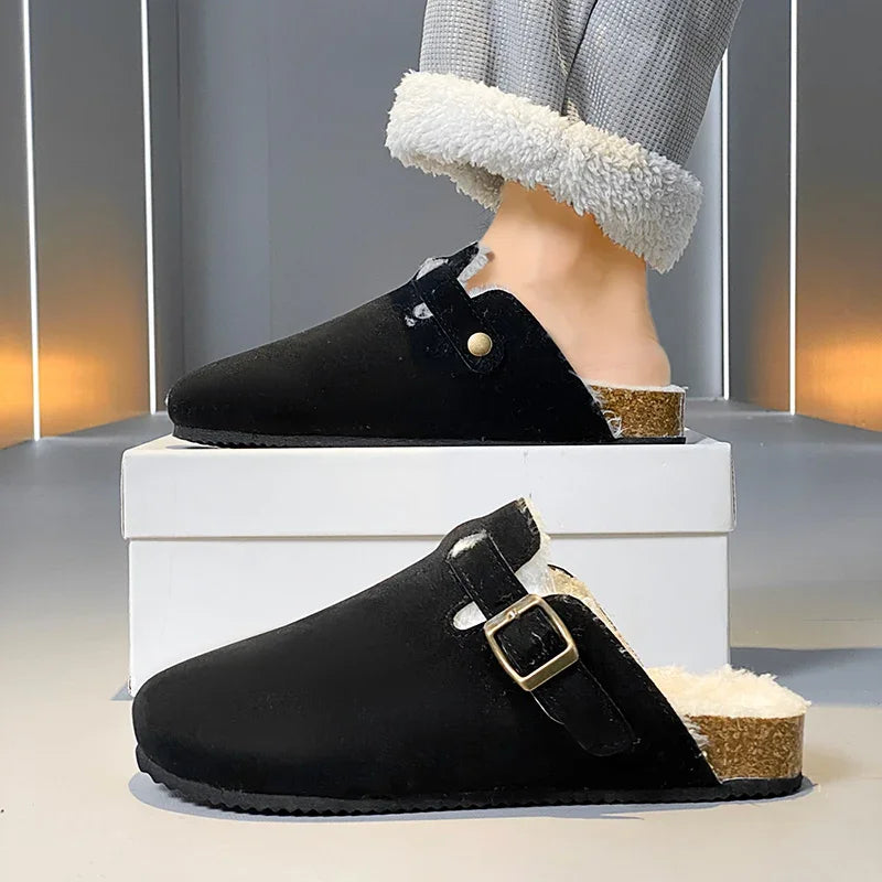 Men Suede Leather Mules Women Comfort Potato Shoes with Arch Support Cork Winter Shoes Fashion Clogs Men Cork Footbed Mens Clogs