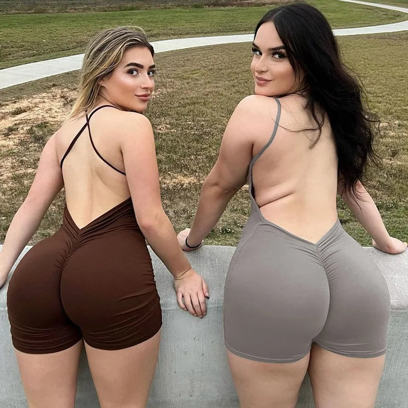 Spaghetti Strap Backless Sexy Jumpsuit For Women Fashion Tracksuit Y2k Bodysuit Off-Shoulder Spaghetti Streetwear Female Rompers