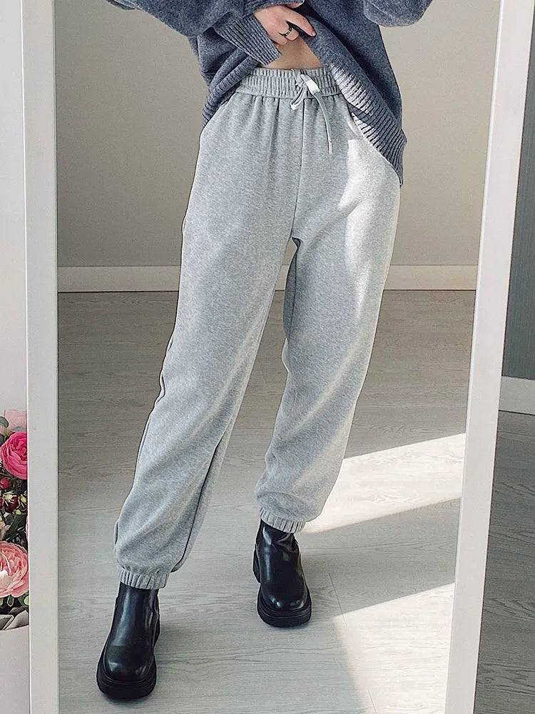 Thick Warm Fleece Sweatpants Women Winter Straight Leg Pants Gray Velvet Trousers Pants Jogger For Women Sweatpants Outfits