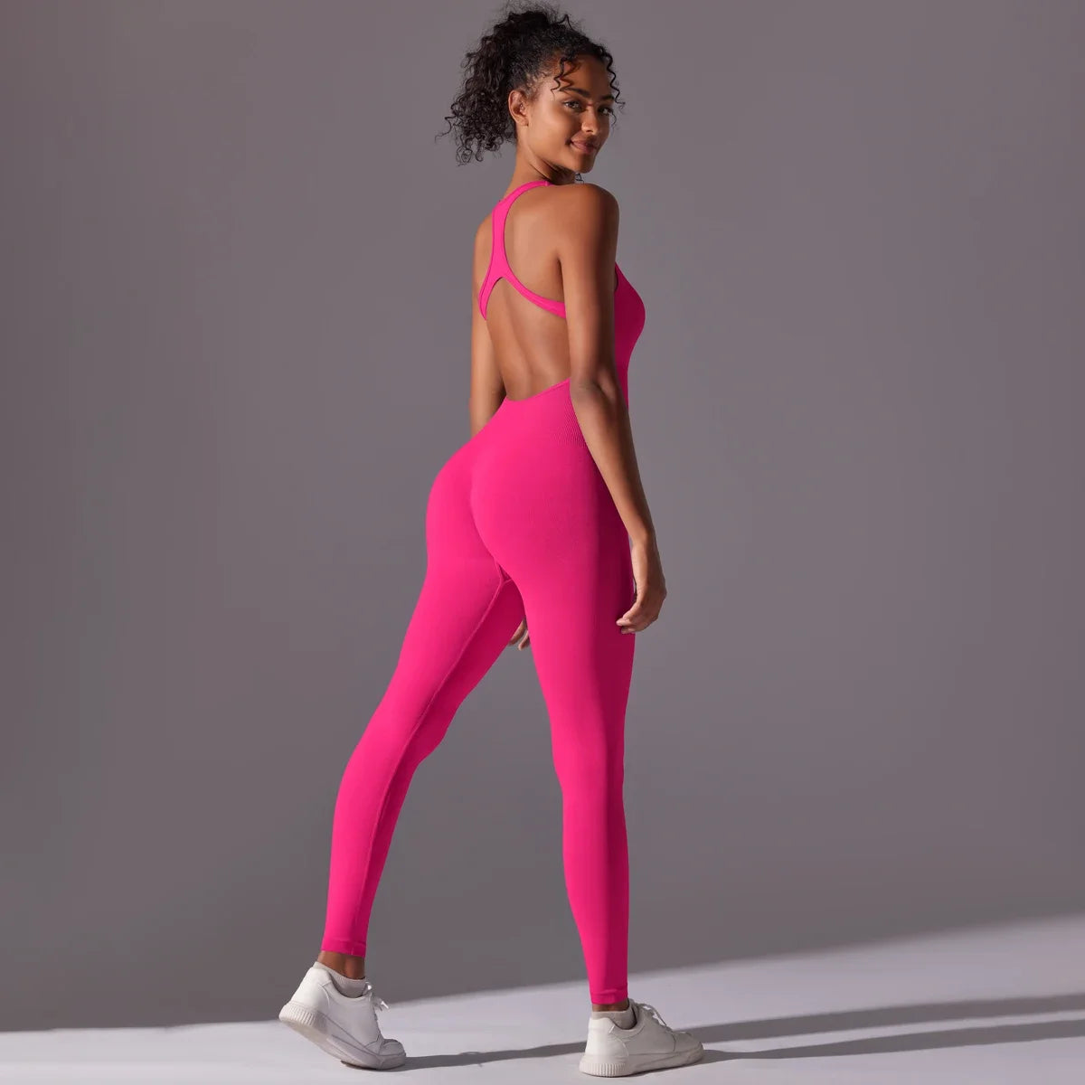 Sexy Back V Jumpsuit Gym Set Women Training Yoga Suit Sportswear Women Sports Jumpsuit Fitness Rompers Stretch Workout Bodysuits