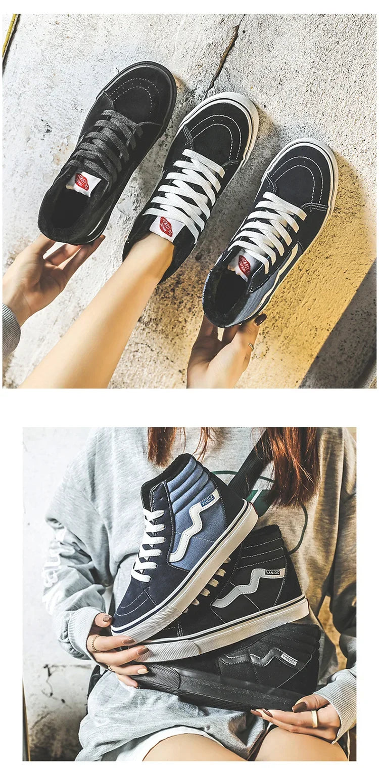 Canva Women's Casual Korean Style Flat Shoes New Arrival Winter 2023 Trendy Ins Net Red Cotton Shoes Versatile For Students