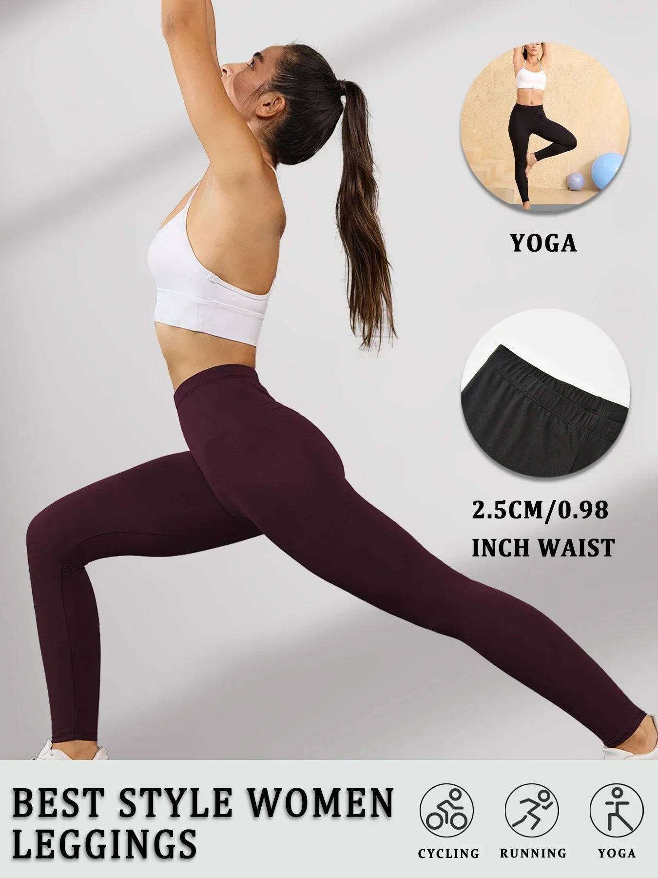 Women's Super Soft Leggings High Elasticity No See Through Workout Yoga Running Athletic Push Up Gym Long Fitness Leggings