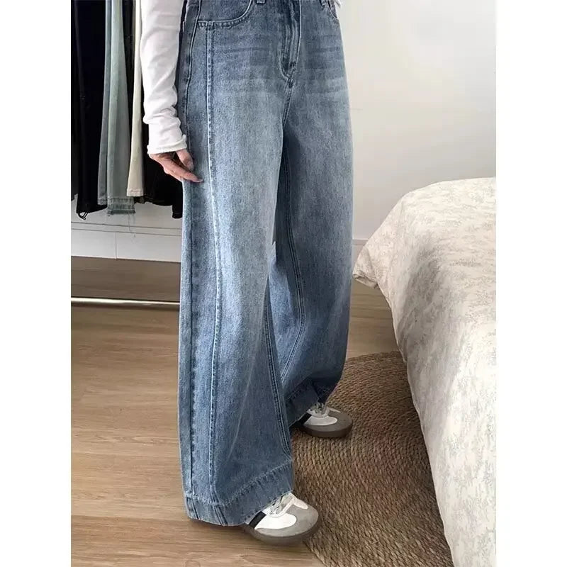 High Waist Straight Leg Loose Fitting Slimming Jeans Women's Regular Drapey Long Trousers Spring Summer New Style