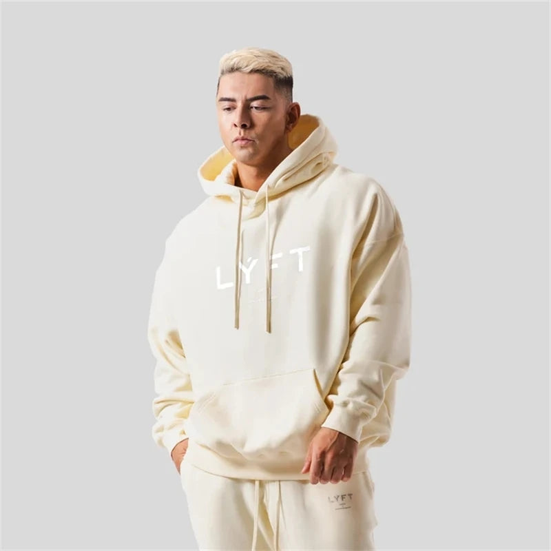 LYFT Classical LOGO Men Hoodies Winter Fleece Warm Mens Sweatshirt Fashion Streetwear Casual Men's Loose Pullovers Brand Hoody